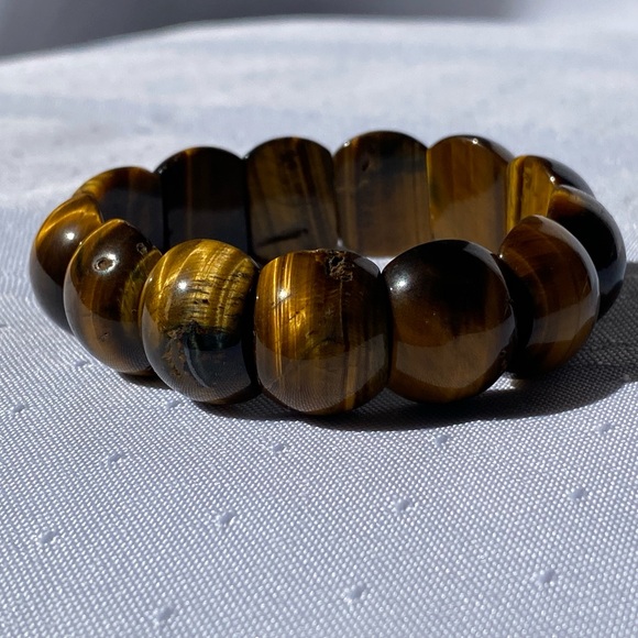 Tiger Eye Gemstone Stretchy Bracelet - Picture 5 of 15